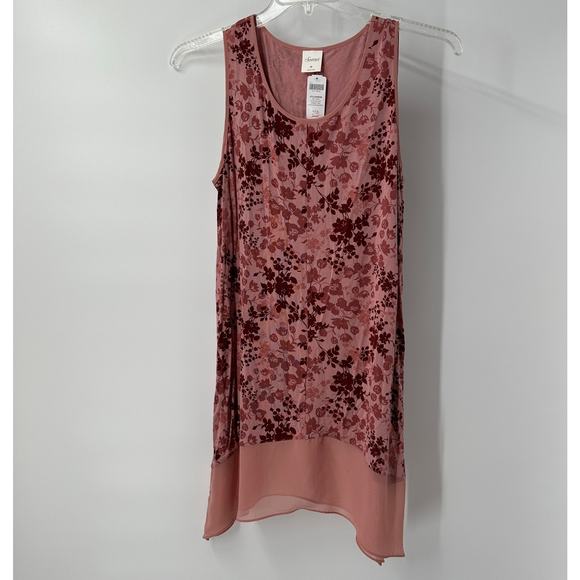 Soma Womens Pullover Top Size M Mauve Floral Sheer Trim Loungewear Cozy - Picture 1 of 7